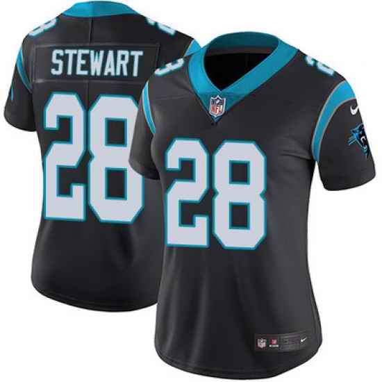 Nike Panthers #28 Jonathan Stewart Black Team Color Womens Stitched NFL Vapor Untouchable Limited Jersey